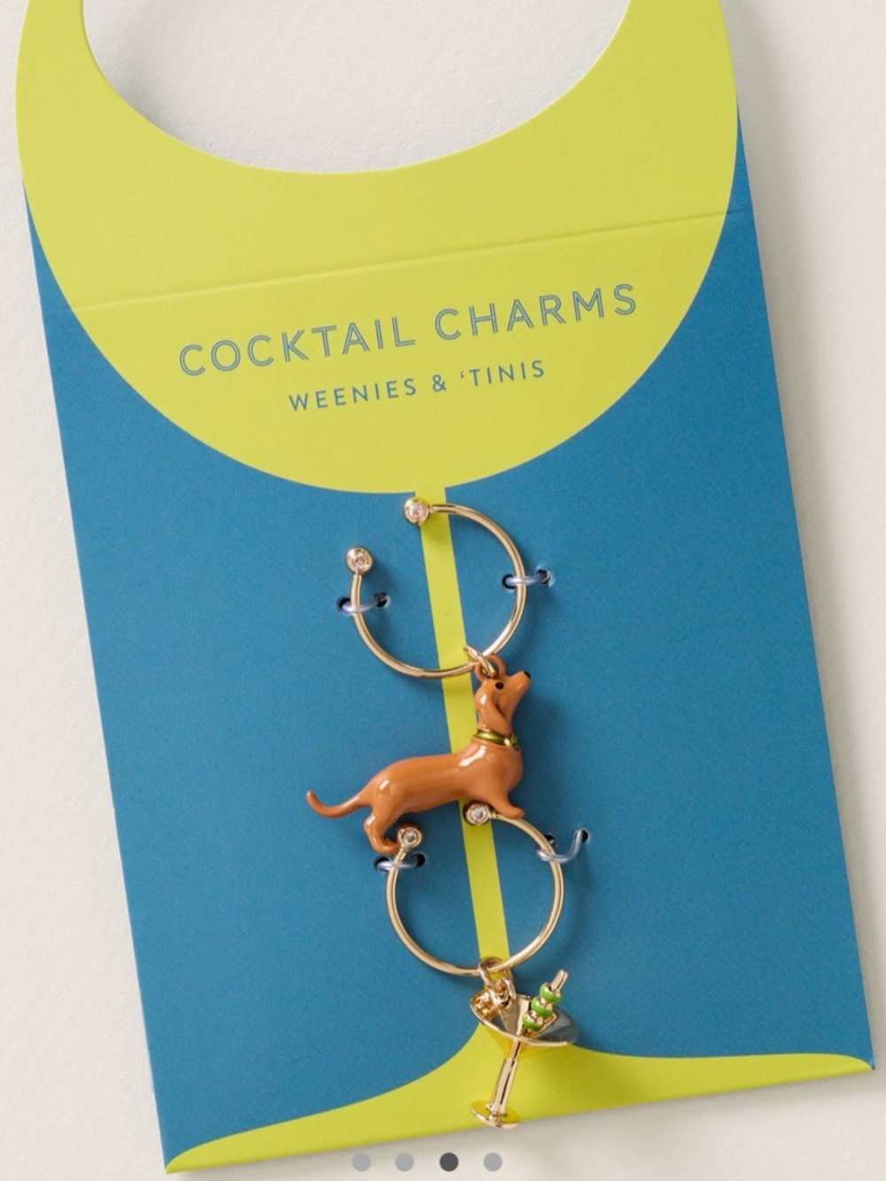 Anthropologie NWT Cocktail Charms Set of 2 Weenies & Tinis Dog and Martini Glass